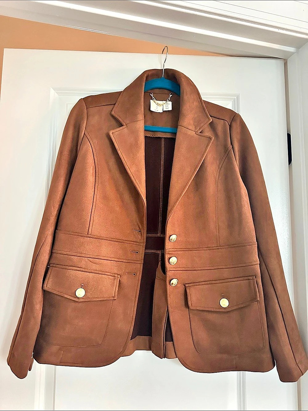 joie Faux Suede Blazer Jacket Brown Leather Jacket Medium